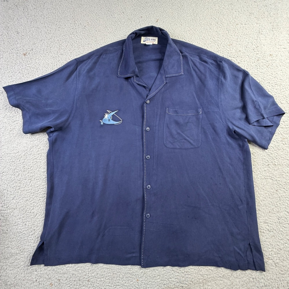 Cruisin USA Star Trek Style Moon Atomic Star Bowling Embroidered Silk Shirt 2XL